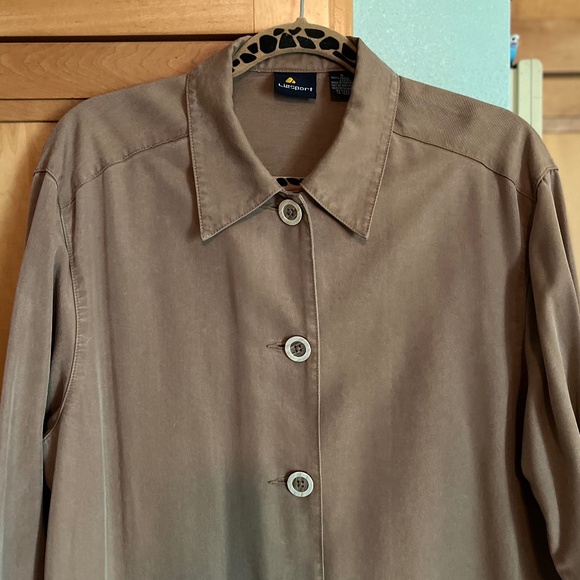 Lizsport Lightweight Unlined Jacket 100% Tencel Dusty Walnut Tone Size Small - Picture 3 of 10